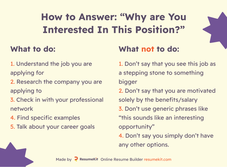 Why are you interested in this position - summary
