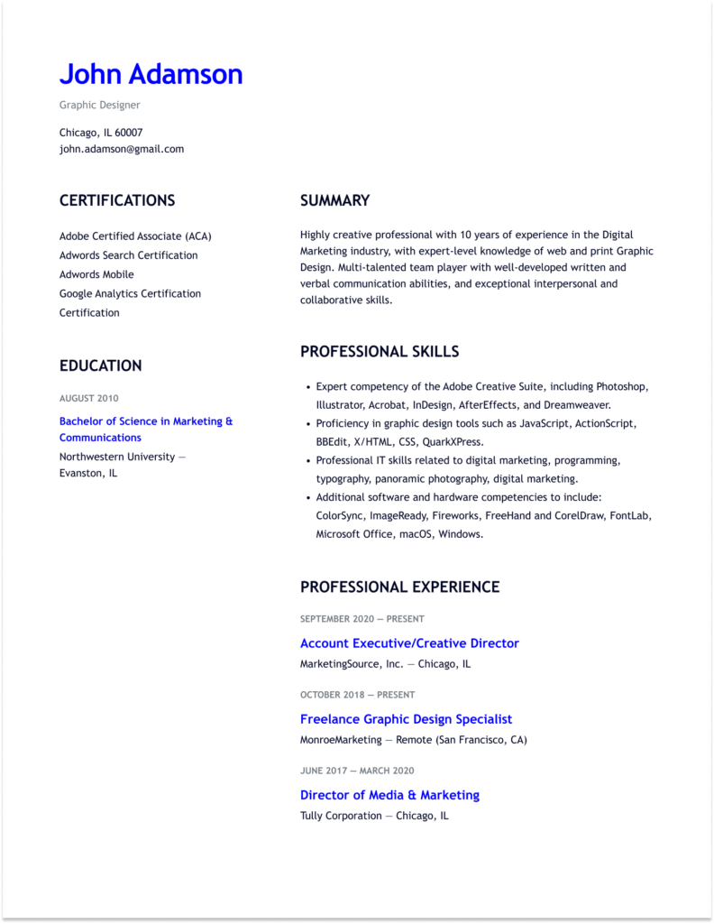 functional resume sample