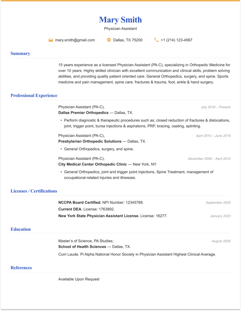 resume example