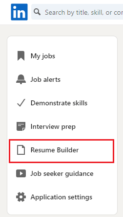 LinkedIn Resume builder section
