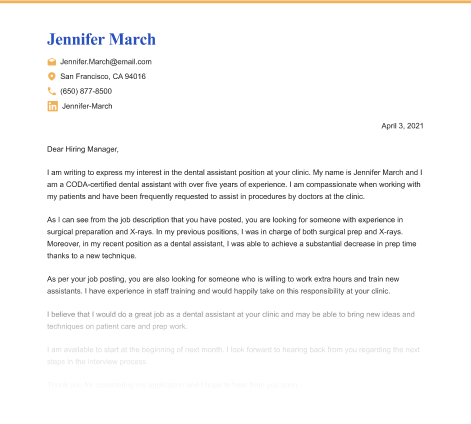 Dental Assistant Cover Letter Example And Advice From HR Pros   Top Banner Img 1024 