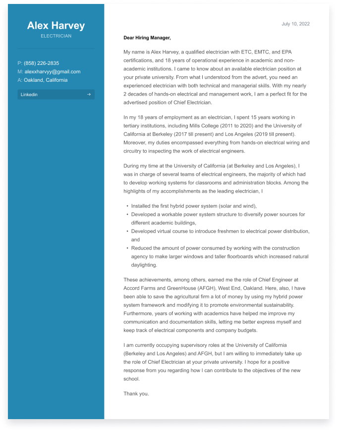 Effective Tips For Writing A Killer Electrician Cover Letter