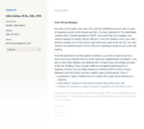 Truck Driver Cover Letter Advice from HR Pros