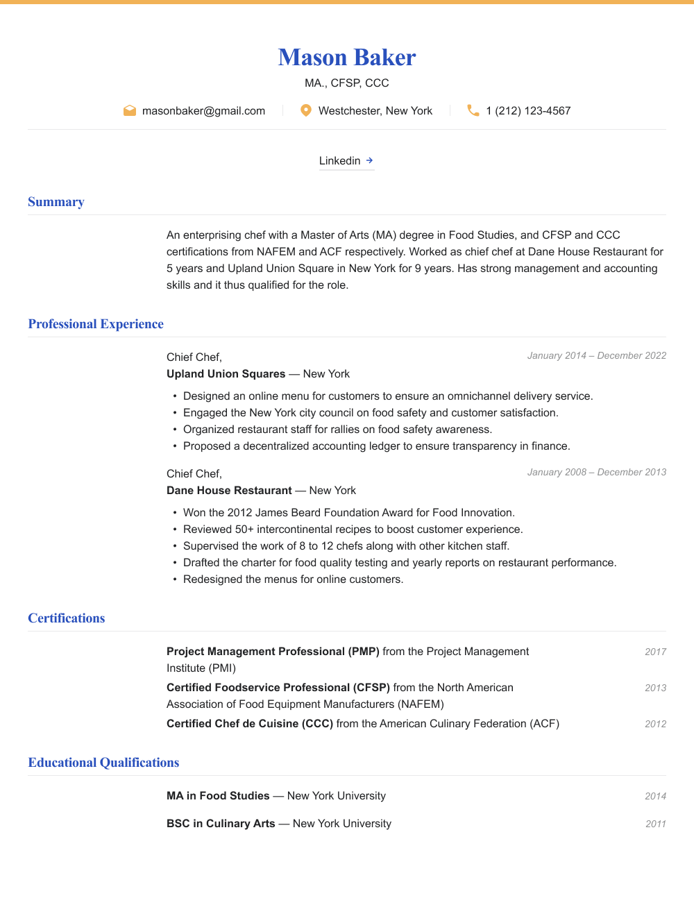 Chef Resume