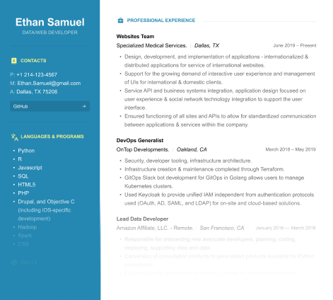Data Developer Resume Sample and Tips from HR Pros