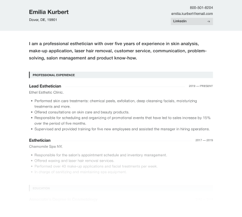 Esthetician Resume Sample and Tips - Top Banner Img 1024 