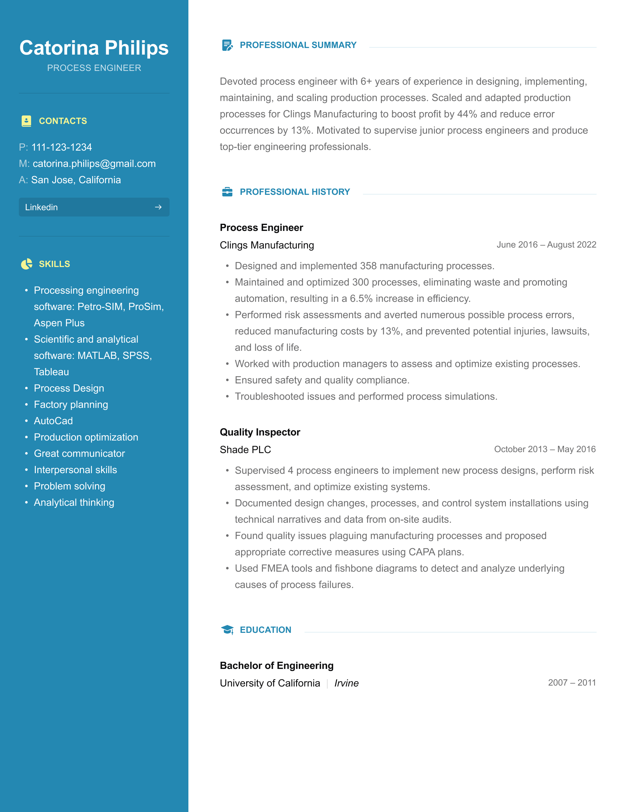 Process Engineer Resume
